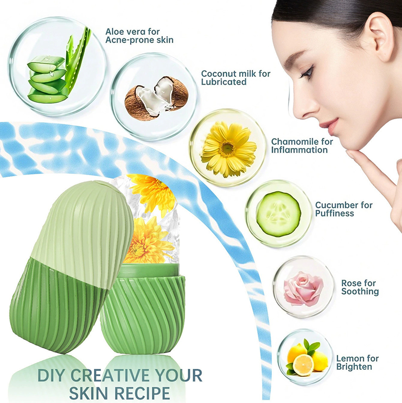 Face Ice Roller Puffiness - [1개입 실리콘 얼굴 롤러 몰드, 재사용