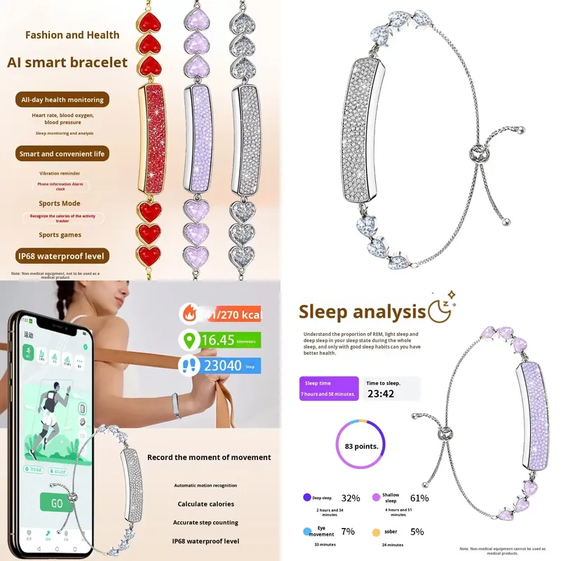 국경을 넘는 새로운 스마트 팔찌 IP68 심박수 수면  - Health Monitors 리뷰 및 가격